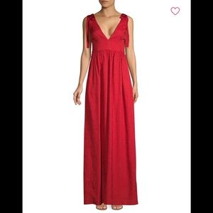 Rebecca Vallance | Red Harlow Tie-Shoulder Evening Gown Dress